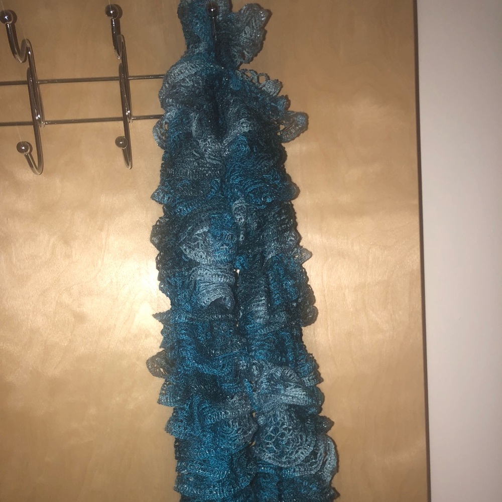 Blue ruffle scarf